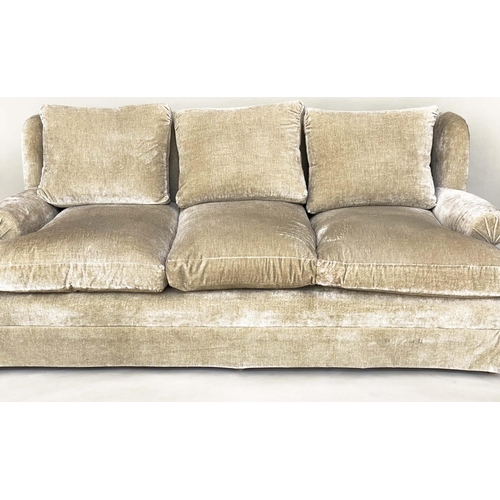 89 - 'DONGHIA CLASSIC' SOFA, 185cm W, with neutral velvet upholstery, feather filled cushions and rounded... 