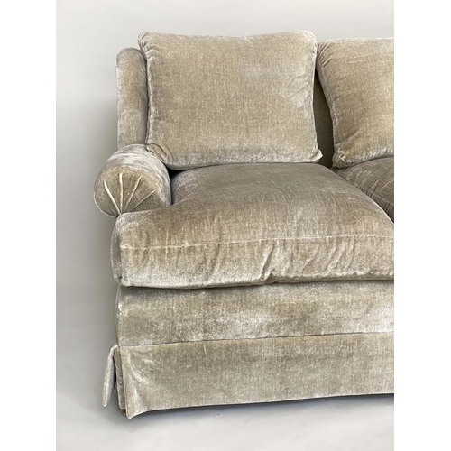 89 - 'DONGHIA CLASSIC' SOFA, 185cm W, with neutral velvet upholstery, feather filled cushions and rounded... 