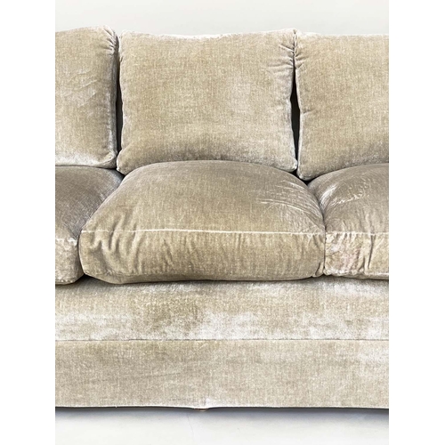 89 - 'DONGHIA CLASSIC' SOFA, 185cm W, with neutral velvet upholstery, feather filled cushions and rounded... 