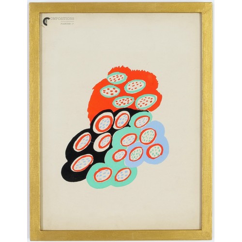 37 - SONIA DELAUNAY, a set of 12 very rare pochoir, each 32cm x 24cm, . Suite: Compositions couleurs Idee... 