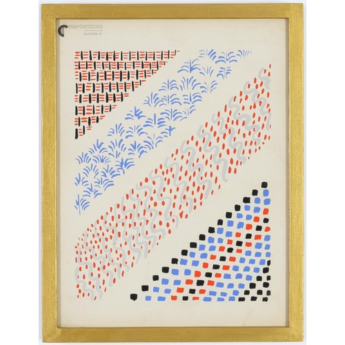 37 - SONIA DELAUNAY, a set of 12 very rare pochoir, each 32cm x 24cm, . Suite: Compositions couleurs Idee... 