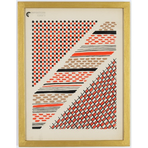 37 - SONIA DELAUNAY, a set of 12 very rare pochoir, each 32cm x 24cm, . Suite: Compositions couleurs Idee... 