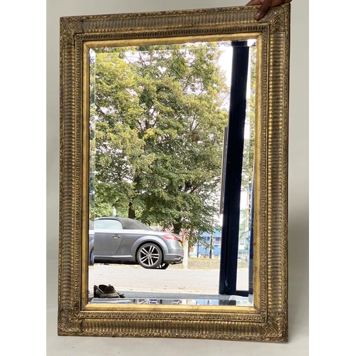 122 - WALL MIRROR, Italian style giltwood with beveled mirror and cushion frame, 114cm H x 83cm W .