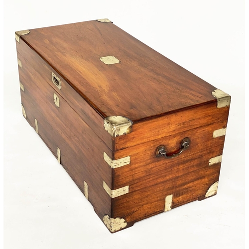 132 - CHINESE EXPORT TRUNK, 19th century camphorwood and brass bound with rising lid and carrying handles,... 