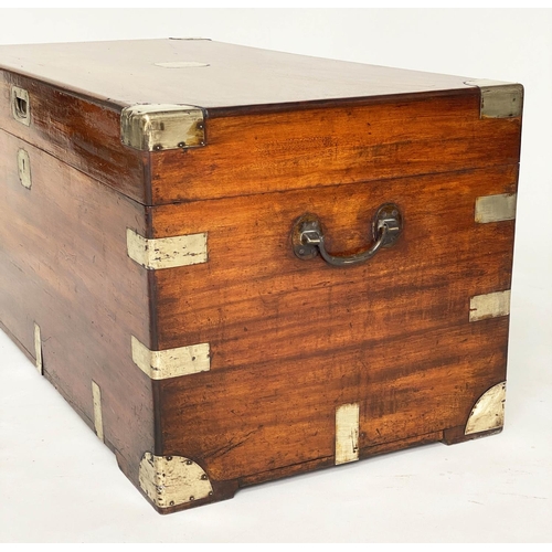 132 - CHINESE EXPORT TRUNK, 19th century camphorwood and brass bound with rising lid and carrying handles,... 