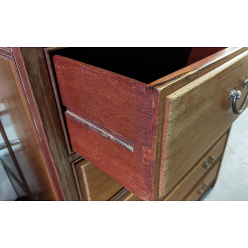 144 - CHINESE CHEST, 92cm W x 51cm D x 103cm H, hardwood panelled side and top with six drawers.