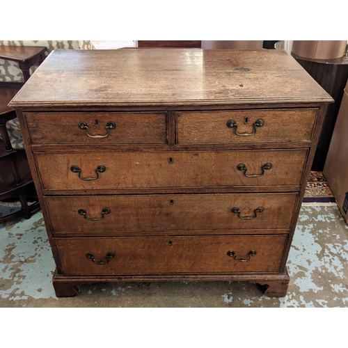 145 - CHEST, 92cm W x 49cm D x 85cm H, George III oak with five drawers.