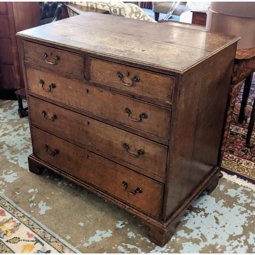 145 - CHEST, 92cm W x 49cm D x 85cm H, George III oak with five drawers.