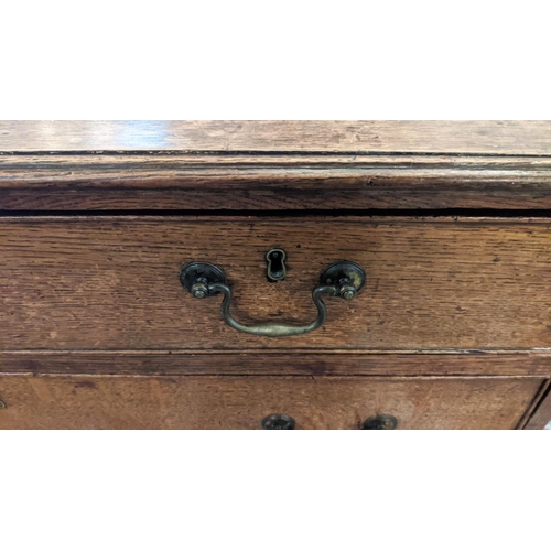 145 - CHEST, 92cm W x 49cm D x 85cm H, George III oak with five drawers.