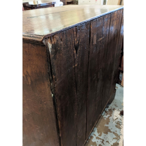 145 - CHEST, 92cm W x 49cm D x 85cm H, George III oak with five drawers.