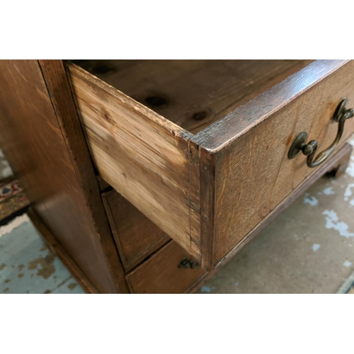 145 - CHEST, 92cm W x 49cm D x 85cm H, George III oak with five drawers.