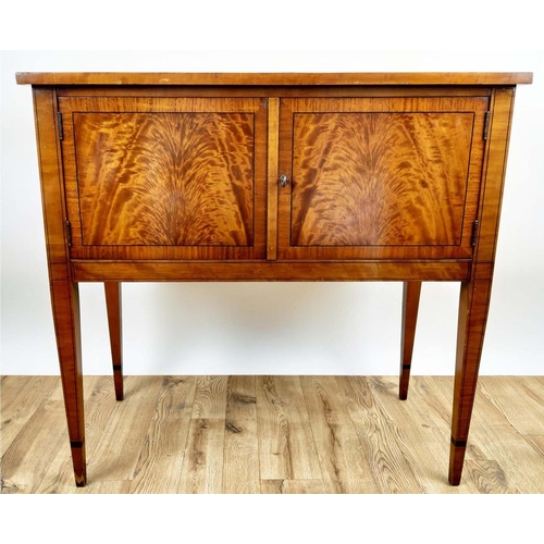 156 - SIDE CABINET, 94cm W x 48cm D x 88cm H, early 20th century American satinwood with a pair of doors a... 