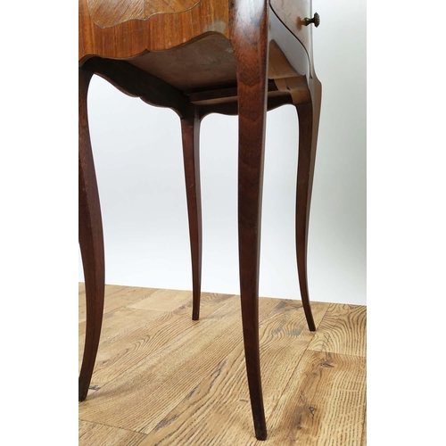 157 - TABLES DE NUIT, a pair, each 33cm w x 74cm H, Transitional style mahogany and tulipwood with marble ... 