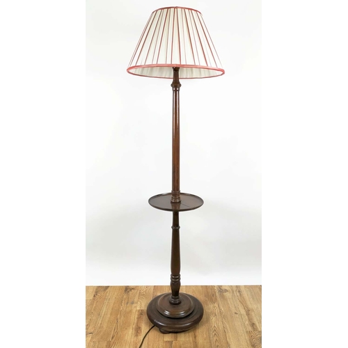 159 - STANDARD LAMP, 176cm H overall, including shade, with integral drinks tray.