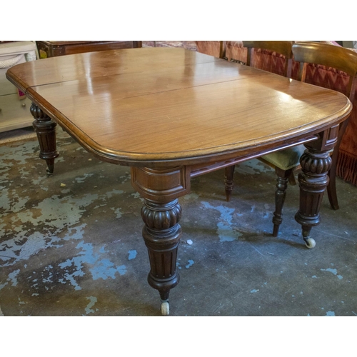 185 - DINING TABLE, 74cm H x 122cm W x 134 L, 178cm extended, Victorian mahogany circa 1870 with extra lea... 