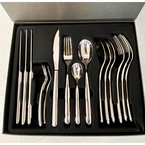342 - CUTLERY CANTEENS, a pair, each with each setting for four, polished metal, 23cm x 23cm.