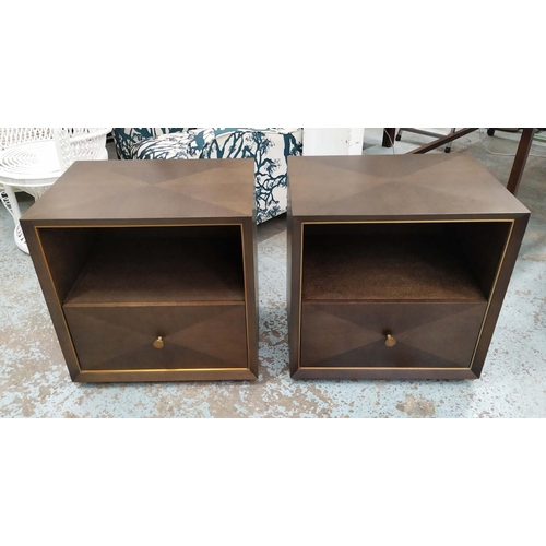 370 - BEDSIDE CABINETS, a pair, 60cm W x 45cm D x 62cm H. (2)