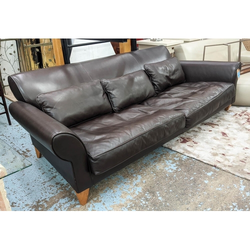 396 - SOFA, 250cm W x 112cm D x 76cm D, tan leather finish.