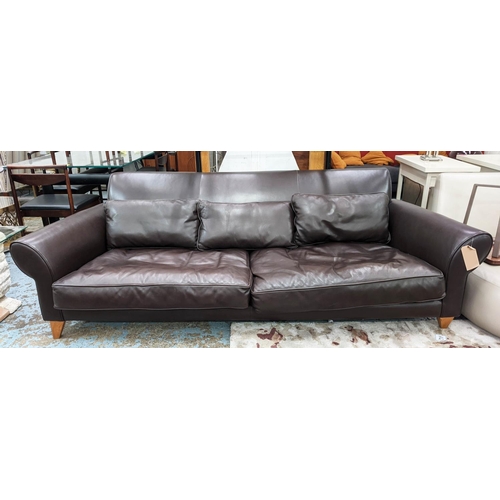 396 - SOFA, 250cm W x 112cm D x 76cm D, tan leather finish.