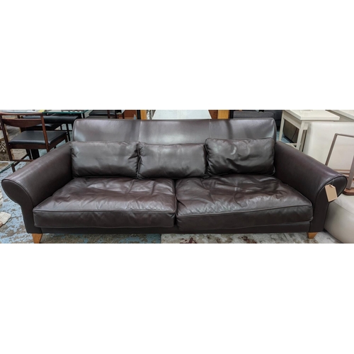 396 - SOFA, 250cm W x 112cm D x 76cm D, tan leather finish.