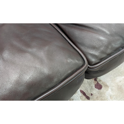 396 - SOFA, 250cm W x 112cm D x 76cm D, tan leather finish.