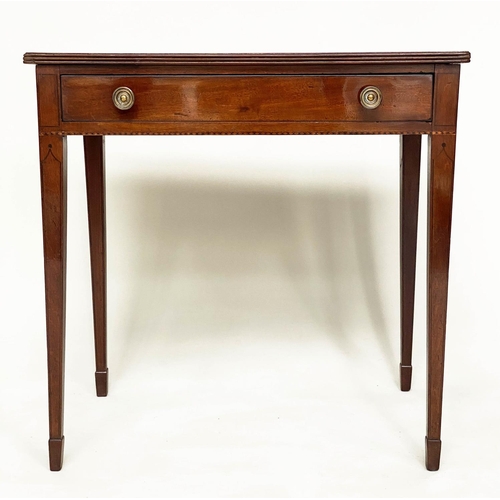 98 - WRITING TABLE, George III mahogany and ebony line inlaid with rosewood crossbanded top and full widt... 