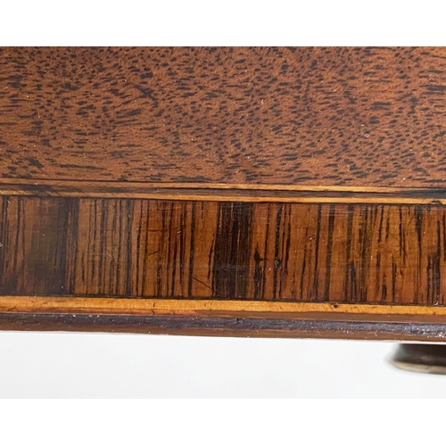 98 - WRITING TABLE, George III mahogany and ebony line inlaid with rosewood crossbanded top and full widt... 