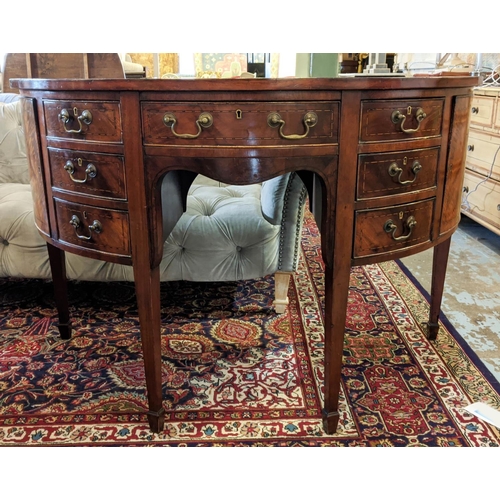 194 - SIDEBOARD, 133cm x 65cm x 85cm H, of demi lune form, late 19th century Georgian Revival mahogany wit... 