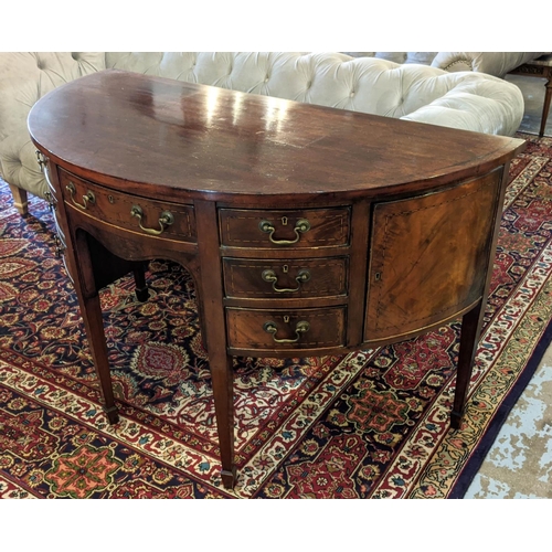 194 - SIDEBOARD, 133cm x 65cm x 85cm H, of demi lune form, late 19th century Georgian Revival mahogany wit... 