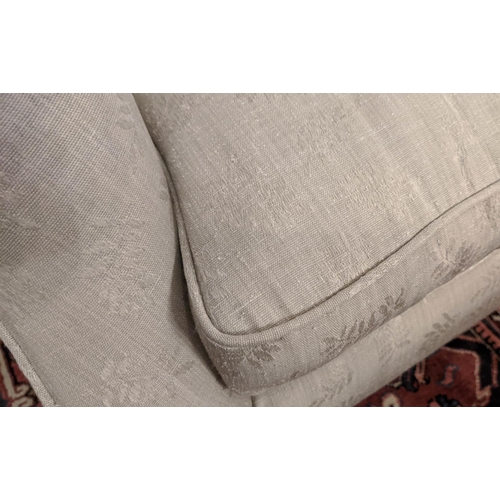 430 - ARMCHAIRS, a pair, neutral foliate patterned upholstery, 76cm W each. (2)