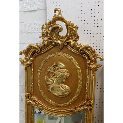 425 - PIER MIRRORS, a pair, belle epoque style, gilt frames, 178cm x 53cm.