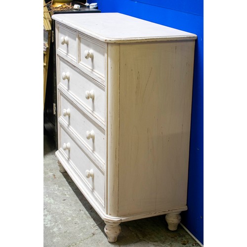 184 - CHEST, 100cm H x 102cm W x 44cm D, Victorian style grey painted of five drawers.