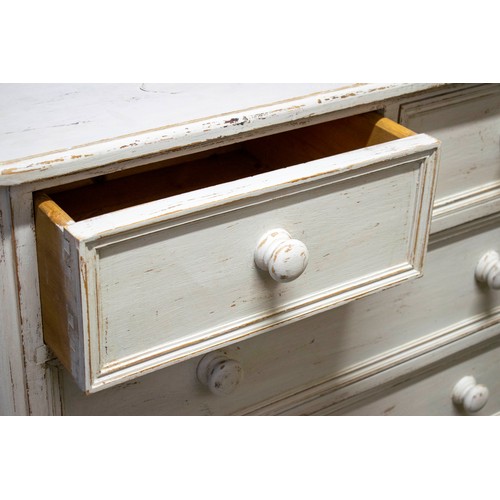 184 - CHEST, 100cm H x 102cm W x 44cm D, Victorian style grey painted of five drawers.