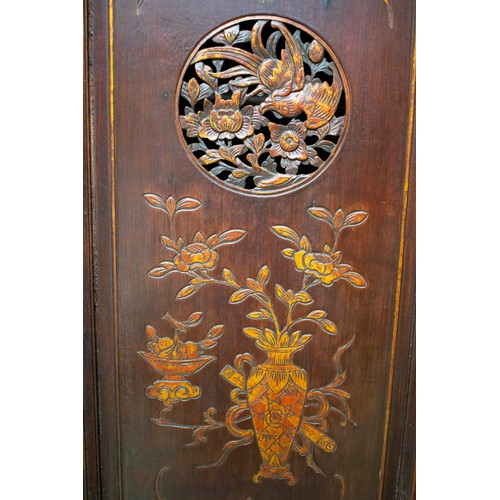 193 - SIDE CABINET, 179cm H x 88cm W x 40cm D, 19th century Chinese lacquer and gilt with four doors and t... 