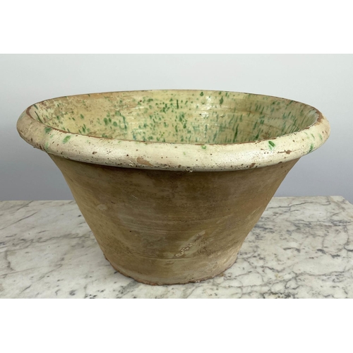 18 - PANCHEON/DAIRY BOWL, with a green speckled interior glaze, 52cm H x 28cm diam.