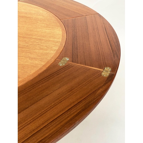 449 - DANISH DYRLUND LOTUS FLIP FLAP DINING TABLE, 1970s Danish teak with concentric foldout leaves, 120cm... 