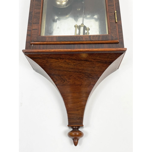 1 - J HANNY OF SHREWSBURY REGULATOR WALL CLOCK, mid 19th century rosewood veneer, 85cm H x 30cm W.