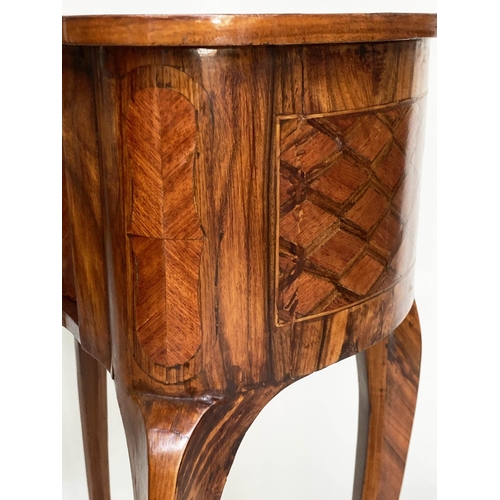 137 - TAMBOUR CABINETS, a pair, French transitional style kingwood and parquetry of kidney outline with ta... 