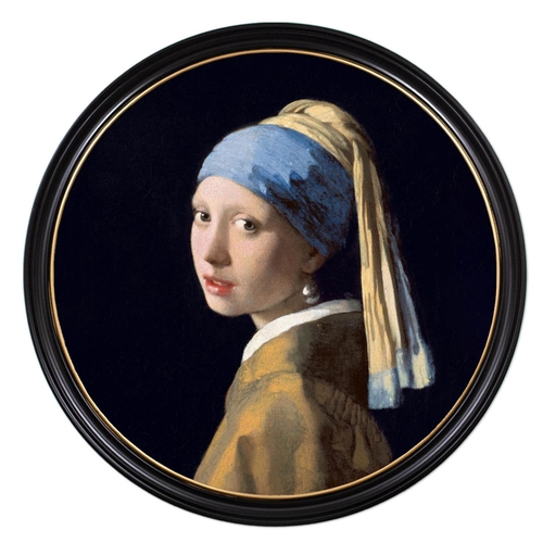 61 - AFTER JAN VERMEER, 'Girl with a Pearl Earring' lithograph, 104cm D, framed.