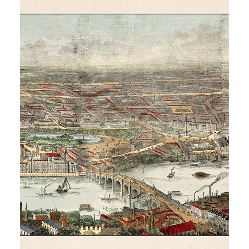 62 - AFTER FREDERICK JAMES SMYTH, 'A Panoramic View of London and River Thames 1845' lithograph, 40cm x 2... 