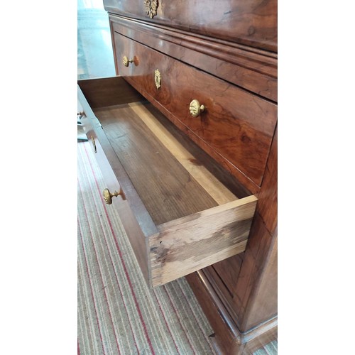 201 - COMMODE, Louis Philippe walnut, four drawers, gilt mounts, marble top, 129cm x 57.5cm x 97cm.