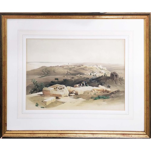 54 - DAVID ROBERTS, 'Gaza and other Orientalist Views', four hand coloured lithographs, 34cm x 48cm, fram... 