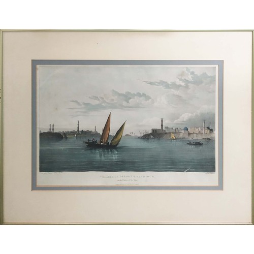 55 - WILLIAM WALTON, after Captain Charles Franklin head, 'View of Suez' lithograph, 26cm x 46cm, framed ... 