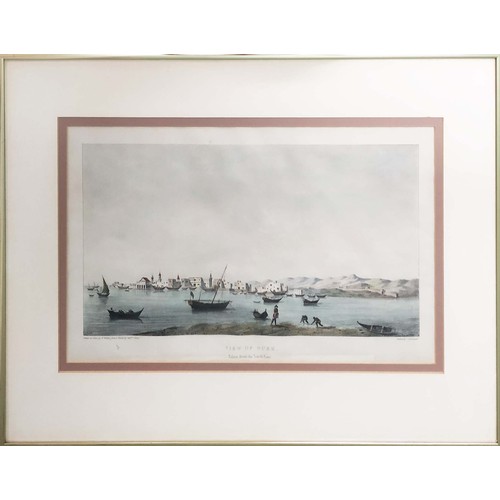 55 - WILLIAM WALTON, after Captain Charles Franklin head, 'View of Suez' lithograph, 26cm x 46cm, framed ... 