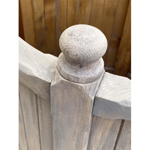 155 - GARDEN PLANTER, 76cm W x 74cm H, weathered oak, cylindrical form, in tongue and groove construction.