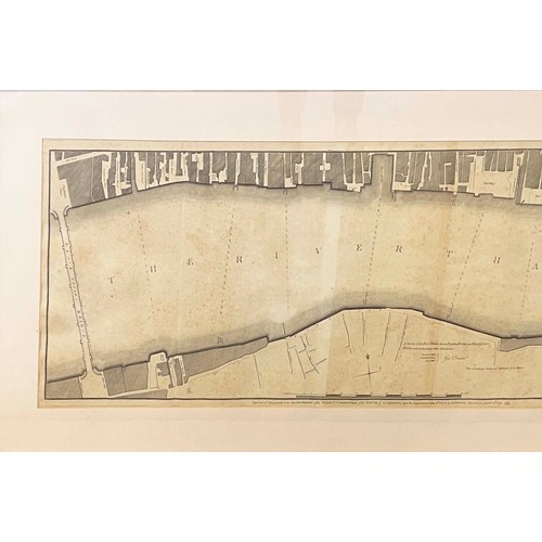 44 - ORDINANCE SURVEY MAP OF THE RIVER THAMES, 18th century, 55cm x 123cm, framed.