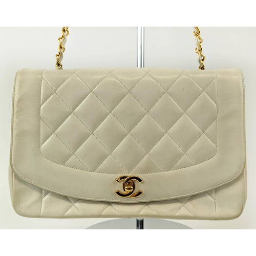 13 - CHANEL VINTAGE DIANA QUILTED BAG, with rounded front flap closure and iconic interlocking CC lock, d... 