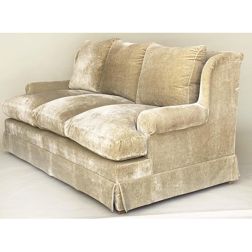 248 - 'DONGHIA CLASSIC' SOFA, 215cm W, with neutral velvet upholstery, feather filled cushions and rounded... 