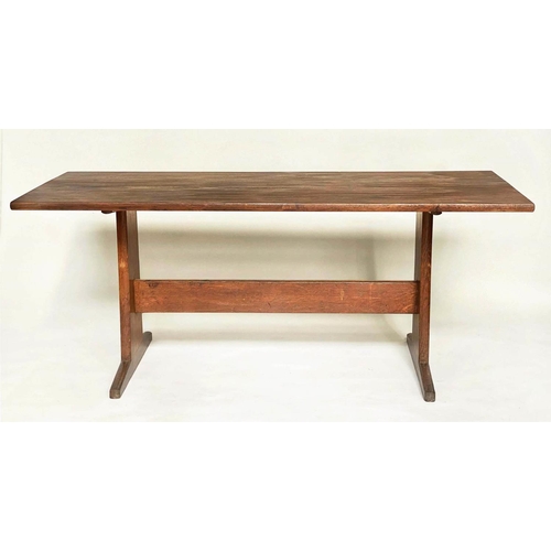 253 - 'PETER WAALS' DINING TABLE, 183cm x 75cm H x 70cm D, circa 1930, solid radial cut oak, with planked ... 