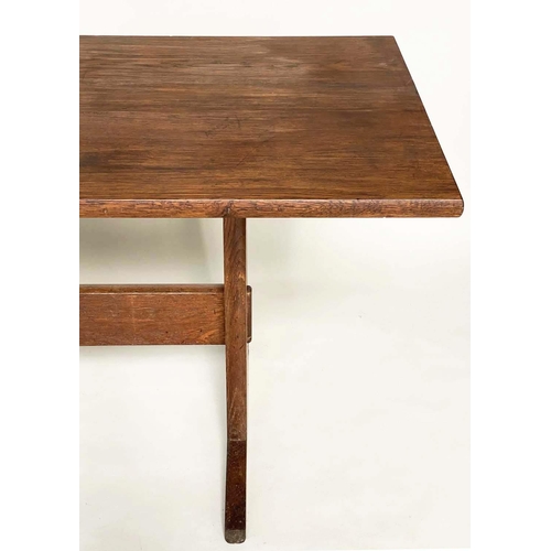 253 - 'PETER WAALS' DINING TABLE, 183cm x 75cm H x 70cm D, circa 1930, solid radial cut oak, with planked ... 